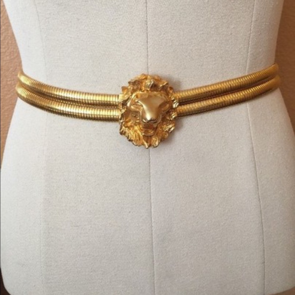 Vintage Judith Leiber lion head stretch belt